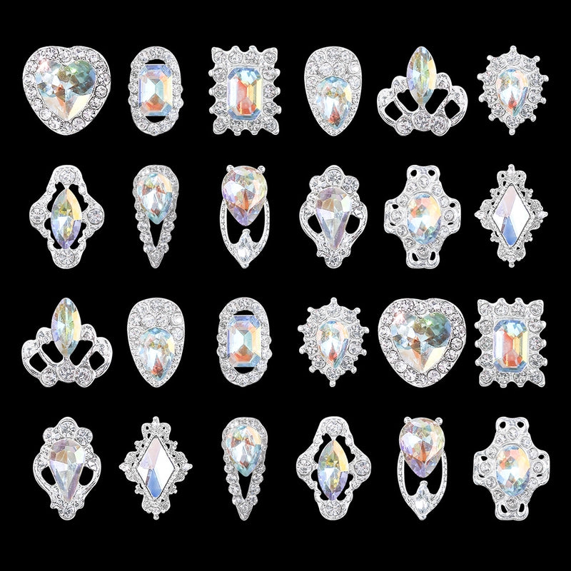 Nail Beauty Rhinestone Ornaments Japanese Alloy Transparent Oval Shaped Square Diamond Nail Wear Manicure DIY Accessories