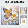Framed Diamond Painting - Special Shaped - Butterfly and White Flower (25x25cm)
