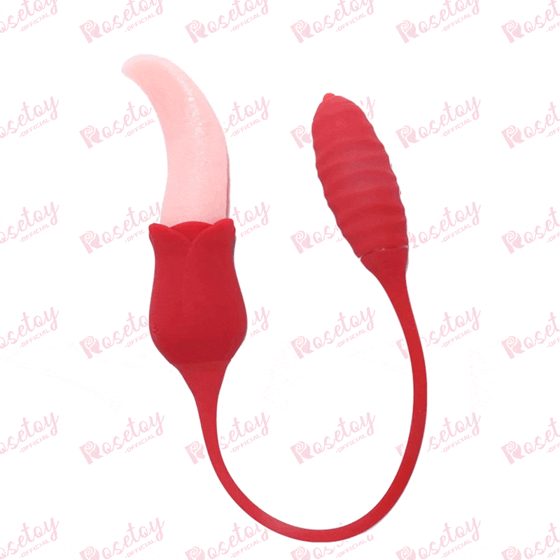 Mia 2-in-1 Upgraded Tongue-licking Rose Toy With Licking Bullet Vibrator - Rose Toy