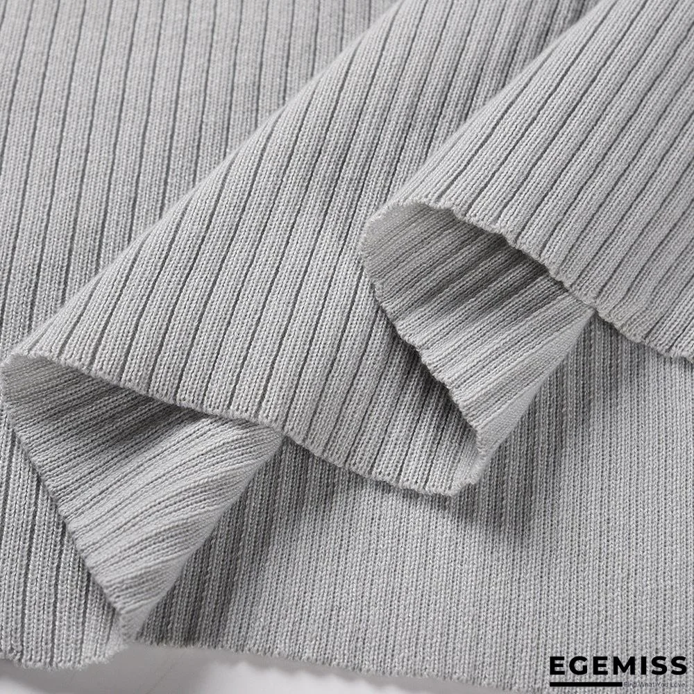 Bubble Long Sleeve Knitted Skirt Medium Long Wool Dress Black Dresses | EGEMISS