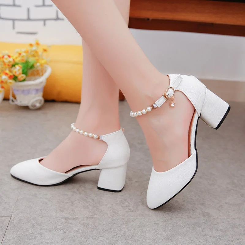 2020 spring and summer with the female shoes shallow baotou sandals rough with 6 cm high heels Sandalias femeninas x63