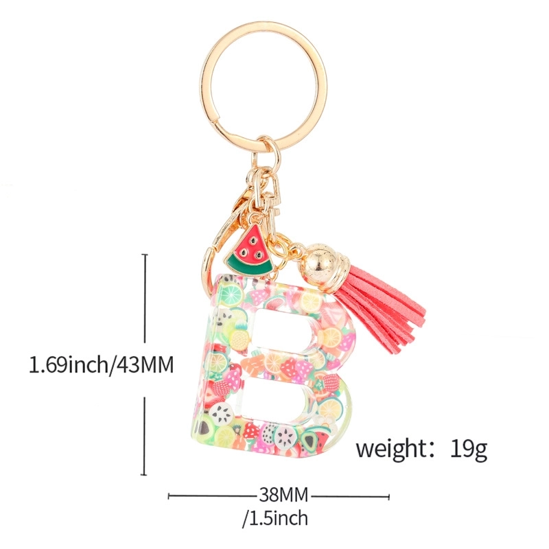 Cute Letter Tassel Watermelon Resin Unisex Keychain