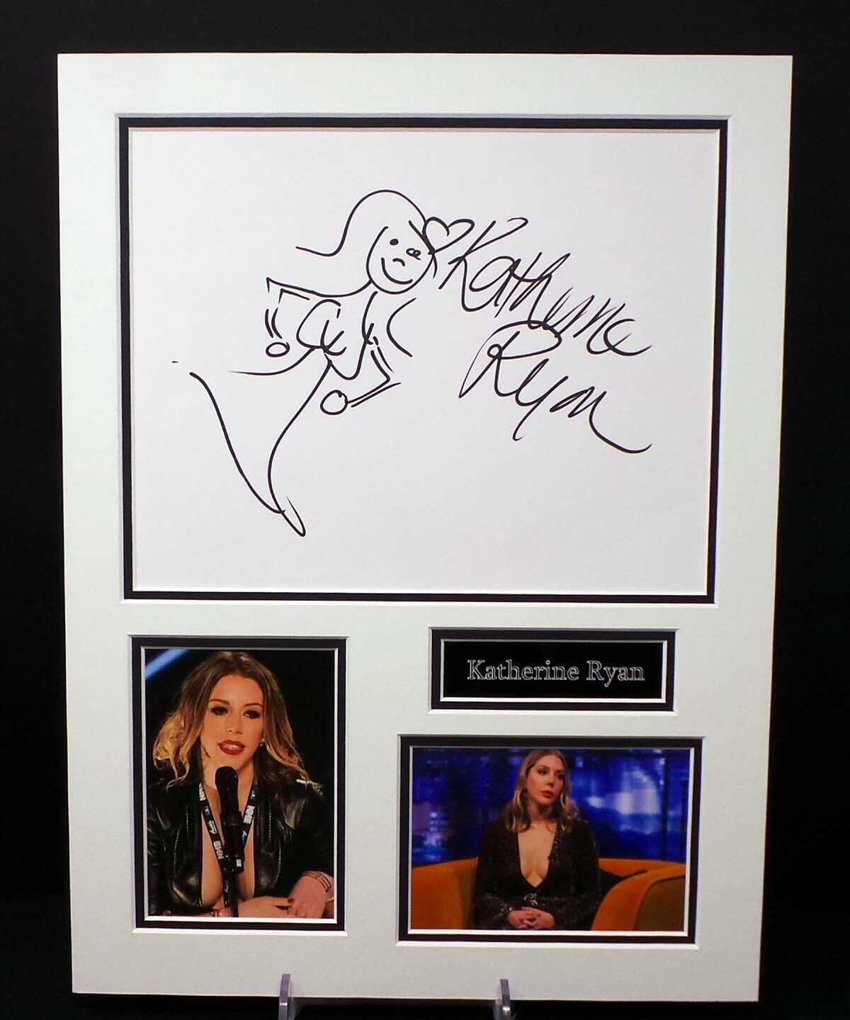 Katherine RYAN Signed Sketch Portrait Mounted SEXY Photo Poster painting Display AFTAL RD COA