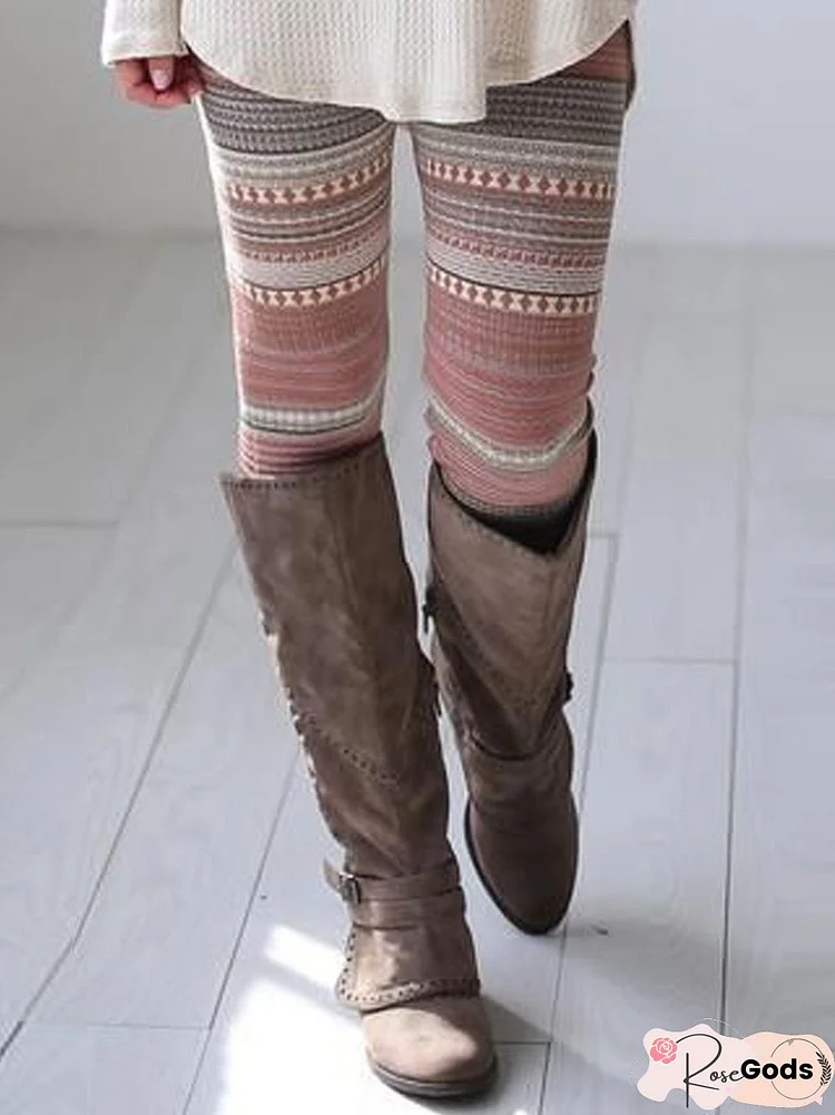 Multicolor Casual Patchwork Cotton-Blend Color-Block Leggings