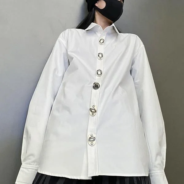 New Style Temperament All Match Turn Down Collar Women Clothes