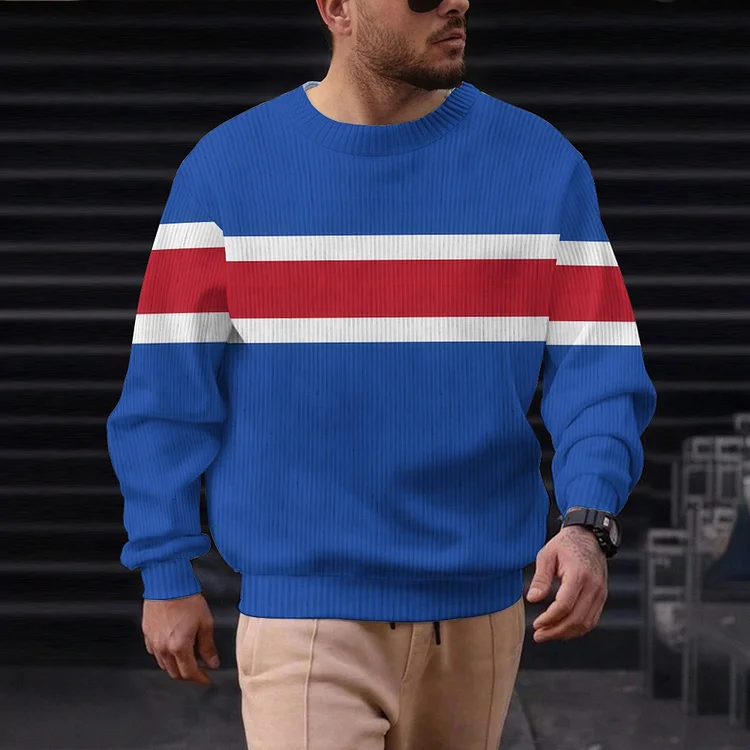Men's Casual Printed Round-neck Sweater