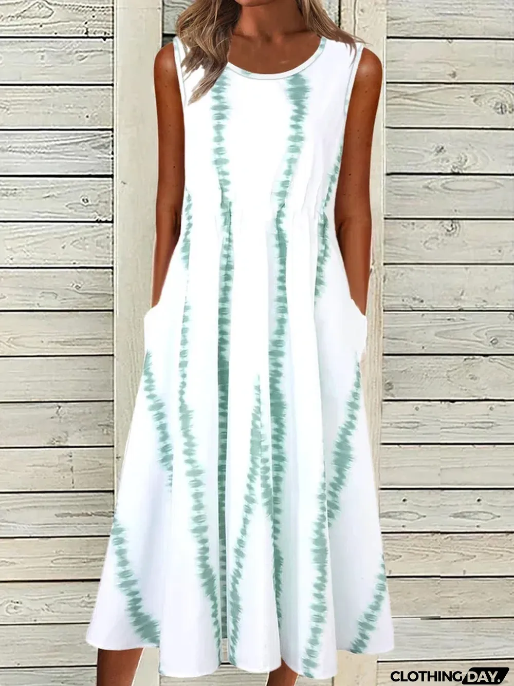 Loosen Striped Short Sleeve Knit Dress