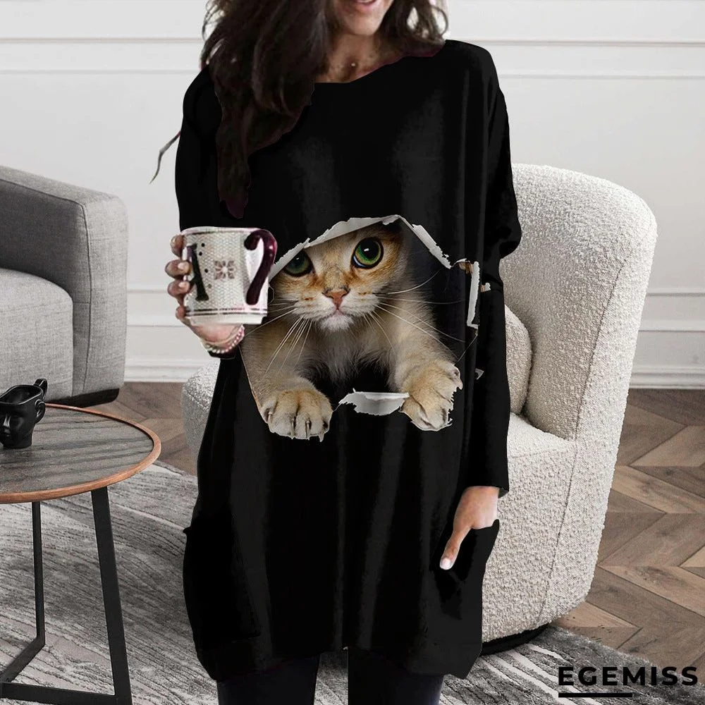 Cat Print Dress | EGEMISS