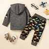Kid Baby Boy Autumn Winter Letter Dinosaur Print 2 Pcs Sets Suit