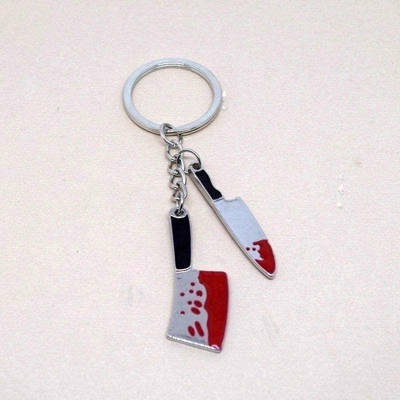 Minimalist Kitchen Knife Alloy Plating Halloween Bag Pendant Keychain
