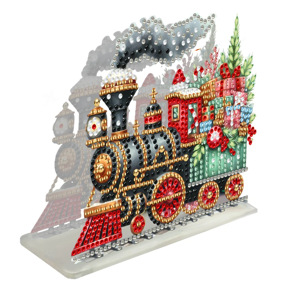 DIY Christmas Train Double Sided Acrylic Diamond Art Paper Towel Storage Rack Decor