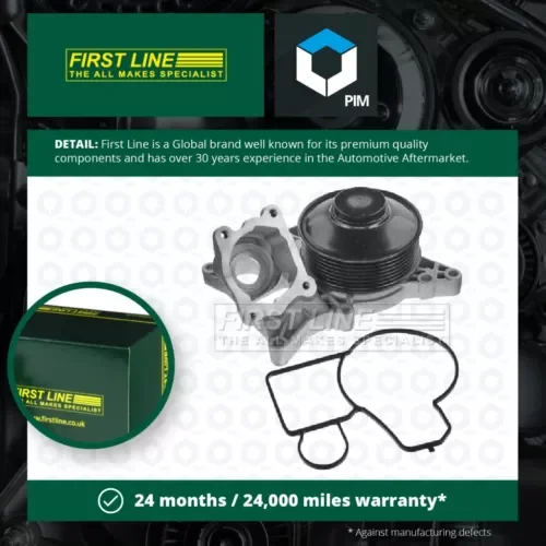 Water Pump fits BMW X5 E70 3.0D 08 to 13 Coolant Firstline 11517823428 Quality Parts