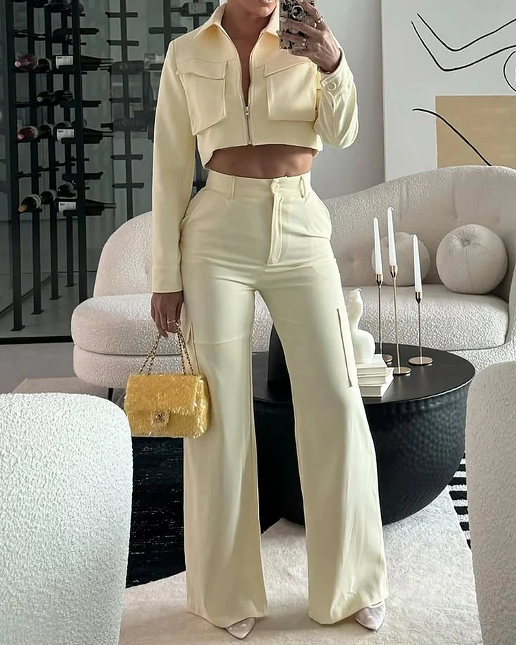 Lapel casual long-sleeved two-piece suit