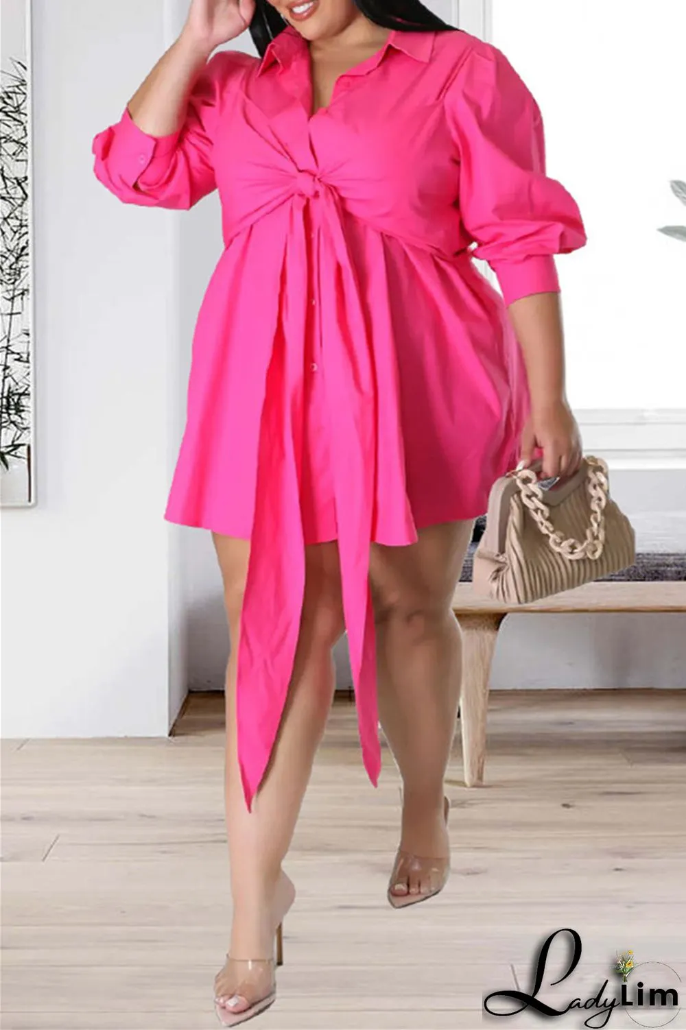 White Fashion Casual Solid Patchwork Turndown Collar Shirt Dress Plus Size Dresses