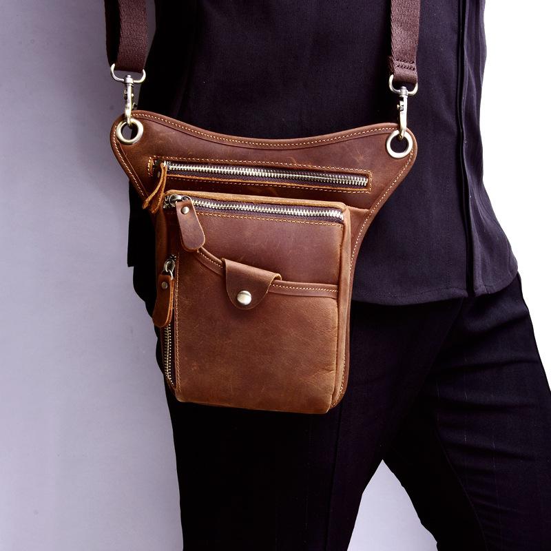 Men's bag retro crazy horse leather men's horizontal shoulder messenger bag