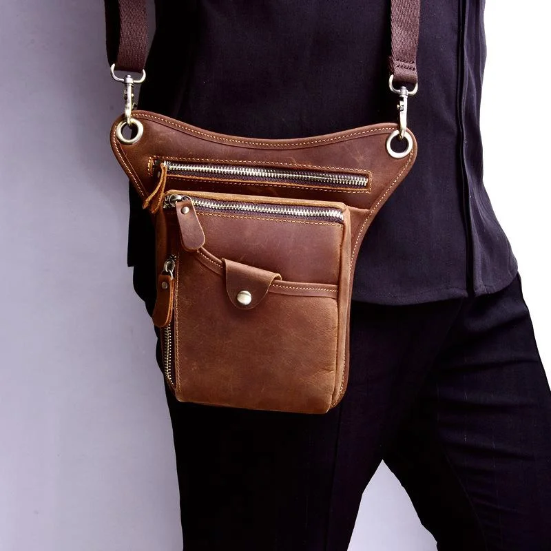 Men's bag retro crazy horse leather men's horizontal shoulder messenger bag