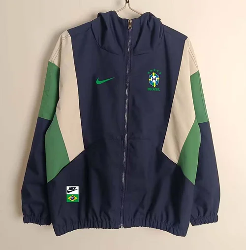 2025 Brazil Windbreaker Navy blue Football Shirt 1:1 Thai Quality