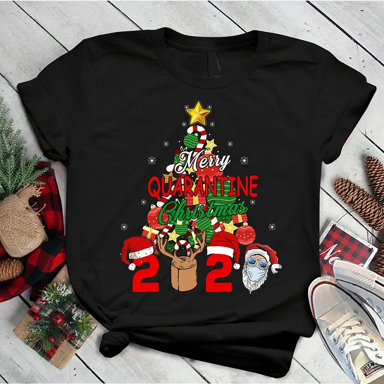 Bestdealfriday Merry Quarantine Christmas 2020 Party Shirt Christmas T-Shirt Christmas Gift Holiday Gift Cute Christmas Shirt Christmas Family Shirt