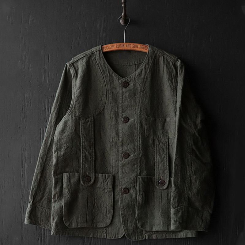 Linen Canvas Hide Green Shooting Jacket 