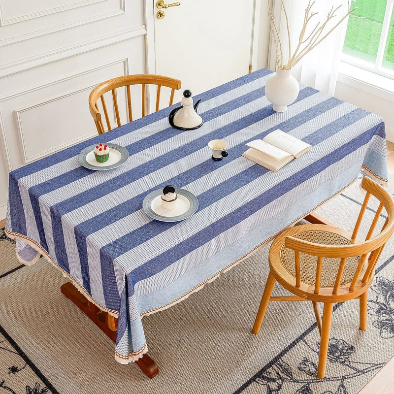 Minimalist Color Block Stripe Polyester Tablecloths