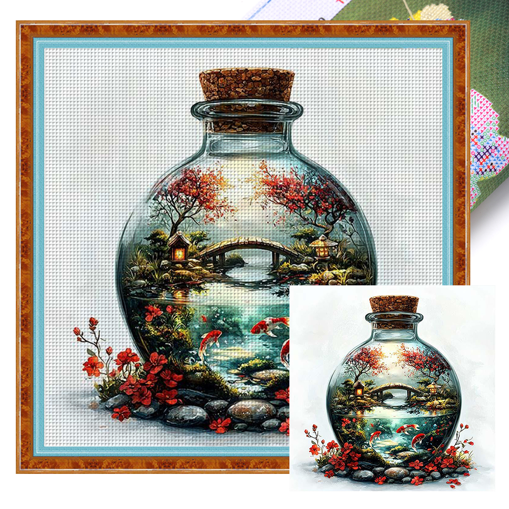 Landscape In Bottle Full 11CT Pre-stamped Canvas(50*50cm) Cross Stitch