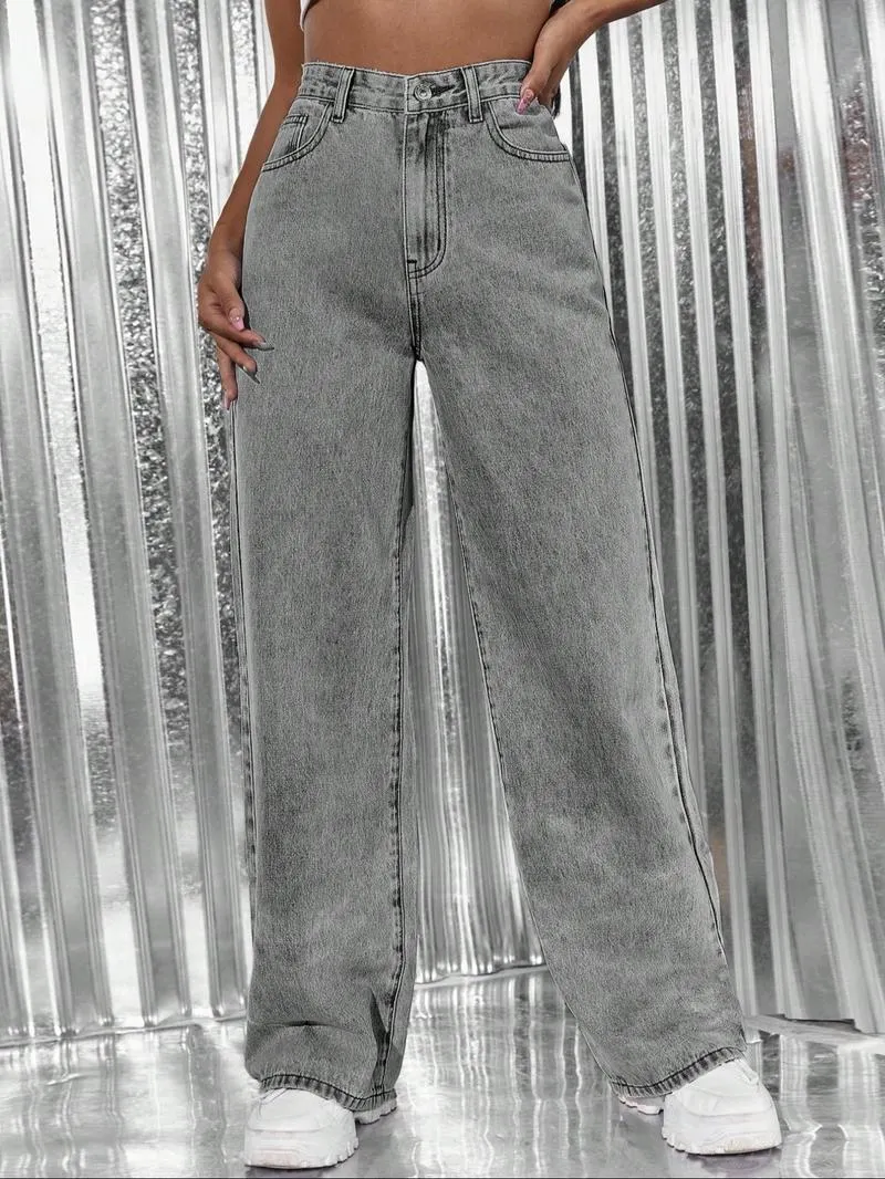 Women's Vintage Style Loose Fit Straight Leg Jeans, Casual Fitted Denim Jeans for Fall & Winter, Classic Boyfriend Look Women's Vintage Style Loose Fit Straight Leg Jeans, Casual Fitted Denim Jeans for Fall & Winter, Classic Boyfriend Look