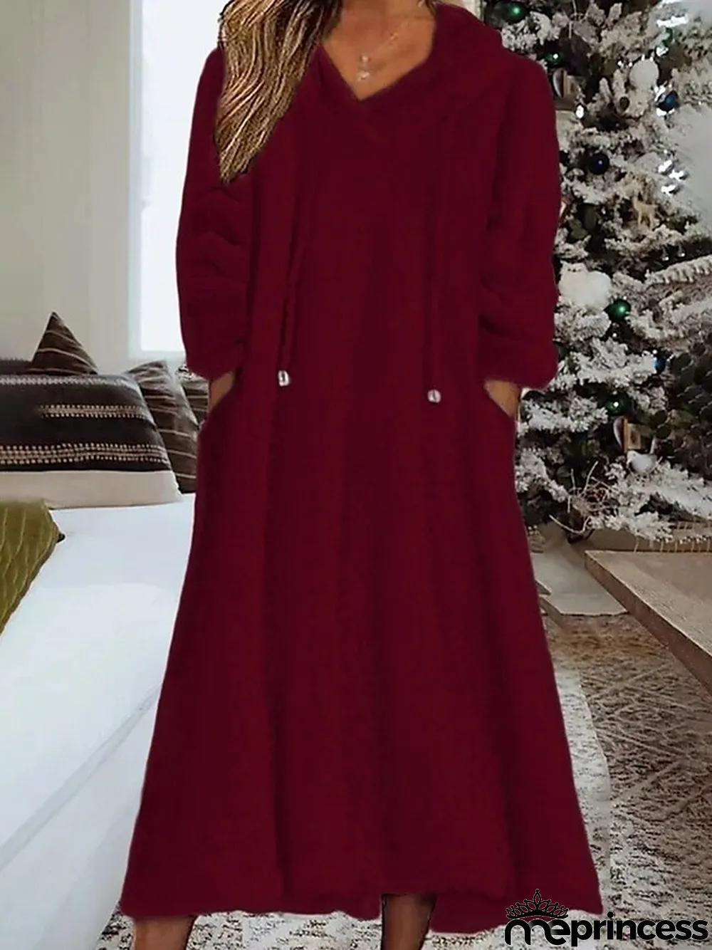 Women's Loungewear Nightshirt Dress Pure Color Casual Comfort Soft Home Daily Going out Coral Fleece Coral Velvet Warm Hoodie Long Sleeve Fall Winter Black White