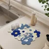 Floral Diatom Mud Coffee Machine Cups Drying Water Uptake Mat Modern Home Kitchen 