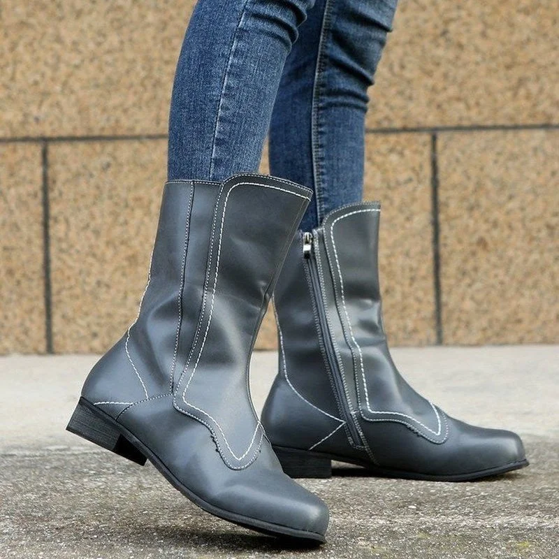 2021 winter women's boots side zipper large size comfortable boots high tube round toe rubber women's shoes botines mujer