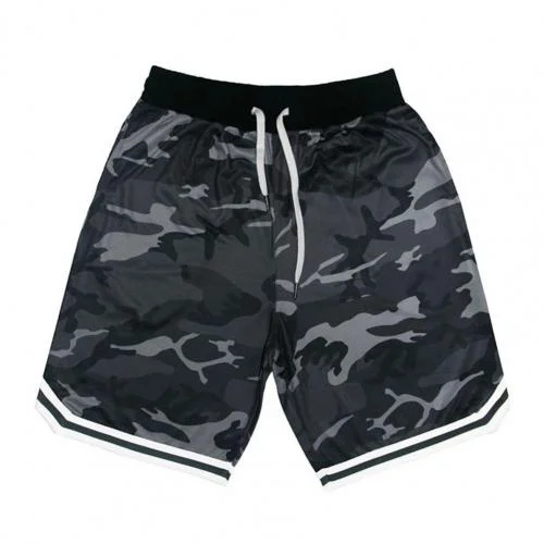 Plus Size Men Fitness Shorts Camouflage Design Waist Drawstring Polyester Quick Dry Sports Board Shorts Men Casual short homme