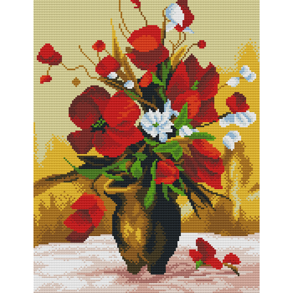 

Table Flowers - 11CT Stamped Cross Stitch - 45*35CM, 501 Original