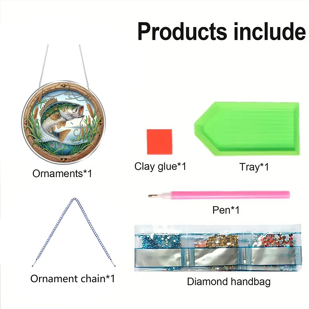 Fish 2D Flat DIY Acrylic Diamond Art Pendant Craft Kit for Home Wall Decoration
