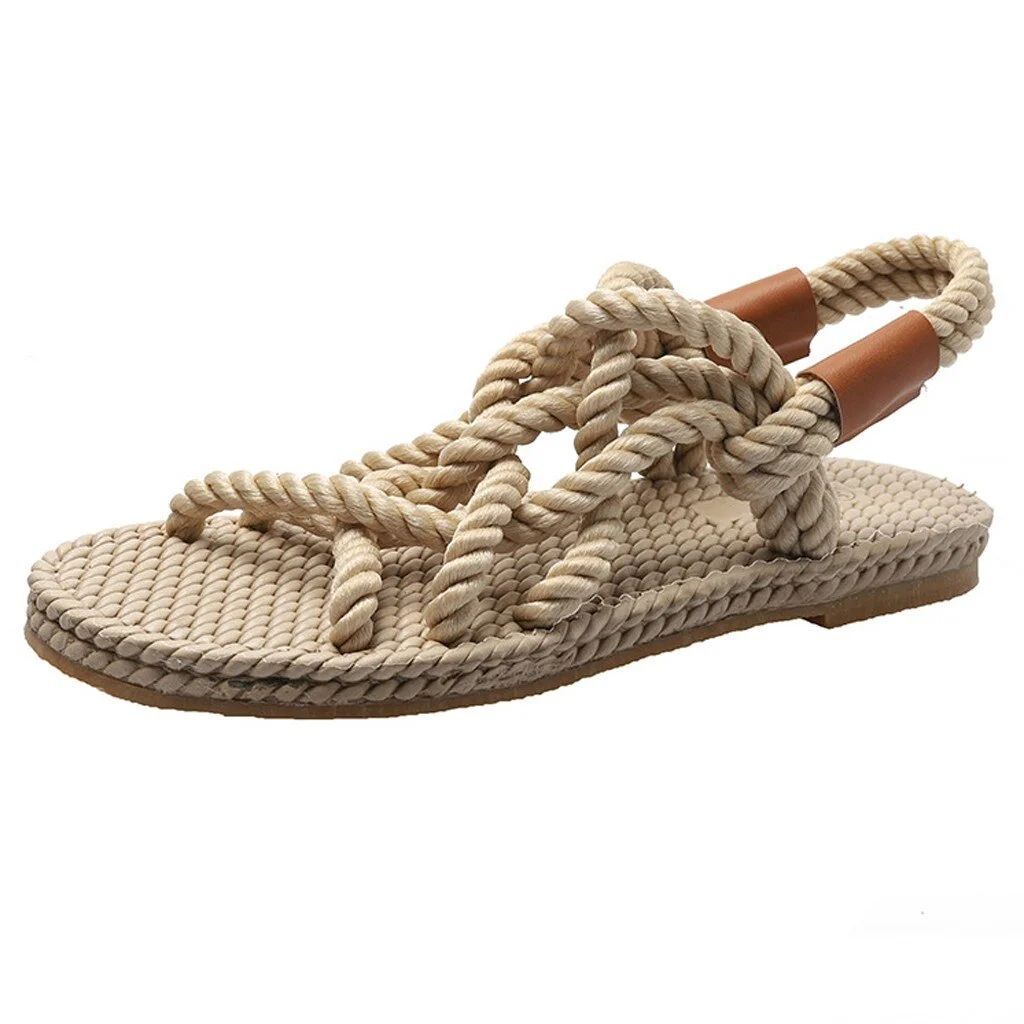 Qengg Woman Shoes Braided Rope With Traditional Casual Style And Simple Creativity Fashion Sandals Women Summer Shoes
