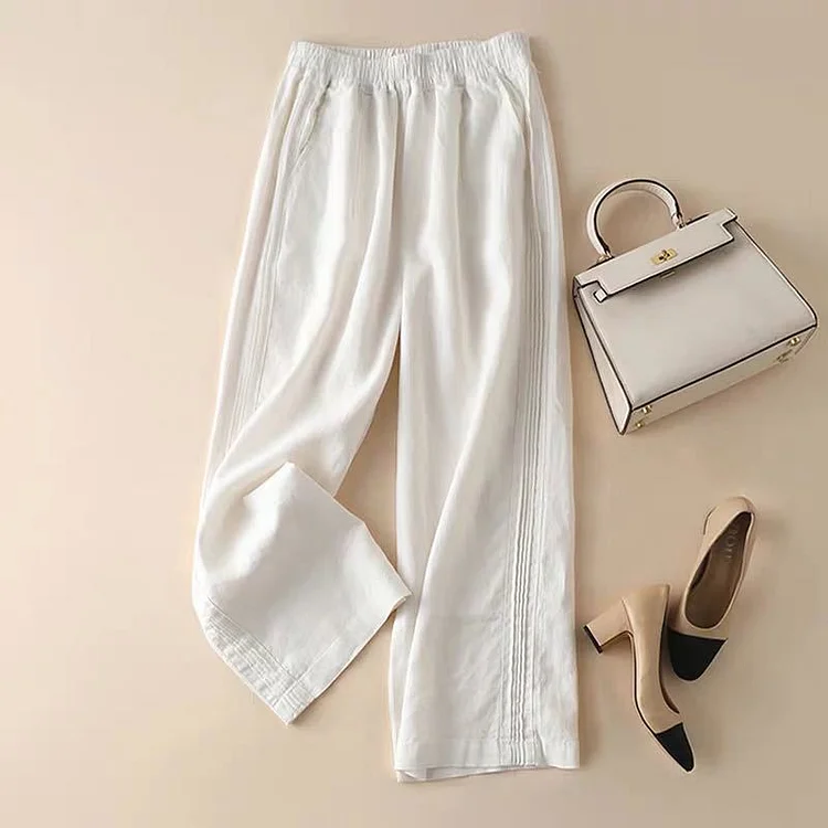 Summer thin cotton linen wide-leg pants