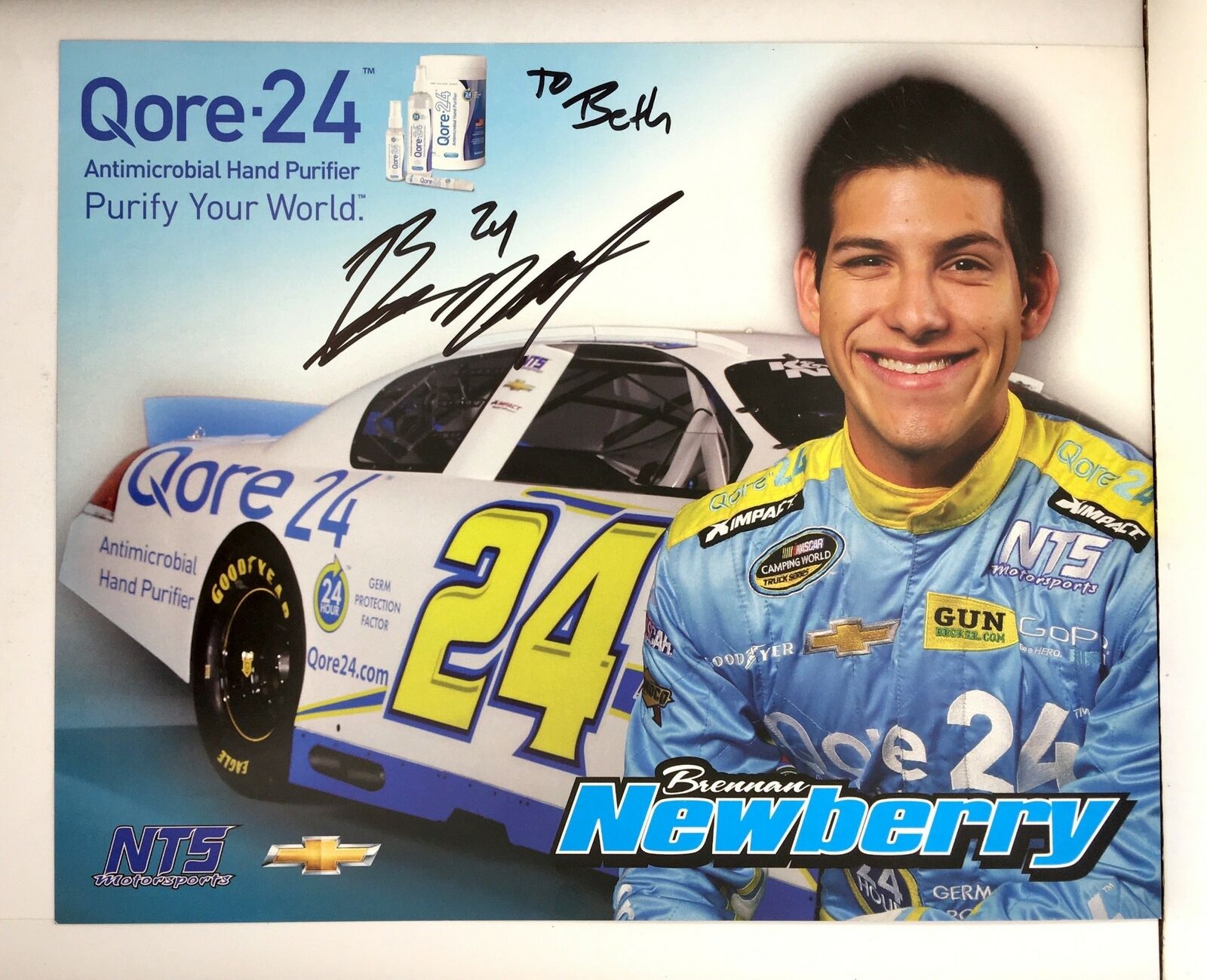 Brennan Newberry Signed 8x10 Photo Poster painting Promo Hero Card Postcard NASCAR  SHIP Au