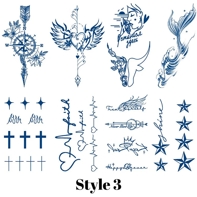 Sewing Knitting Crochet Cross Stitch Temporary Tattoo Water Resistant Fake  Body Art Set Collection