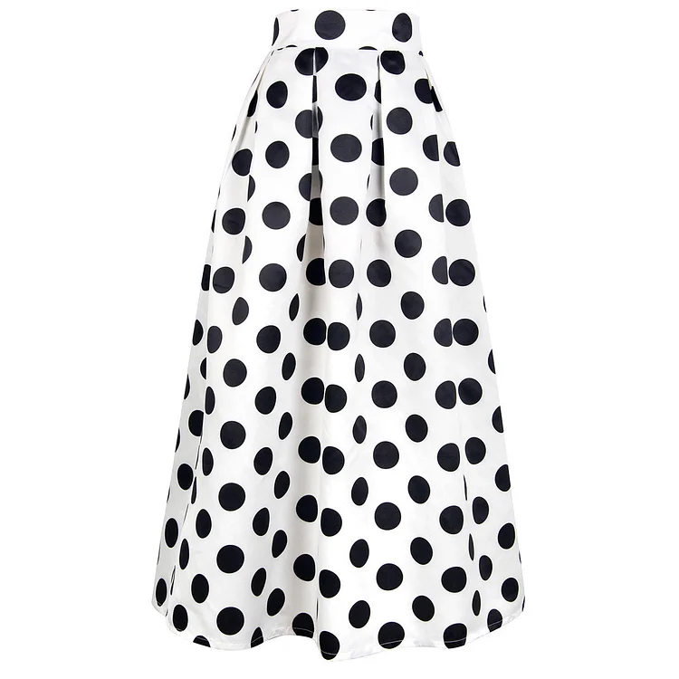 Loose A-Line High Waist Polka Dots Polka Dots Skirt