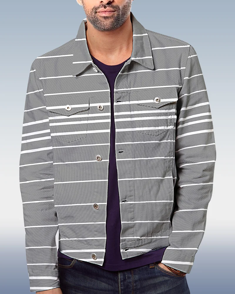 Men's Casual Striped Pattern Jacket  034