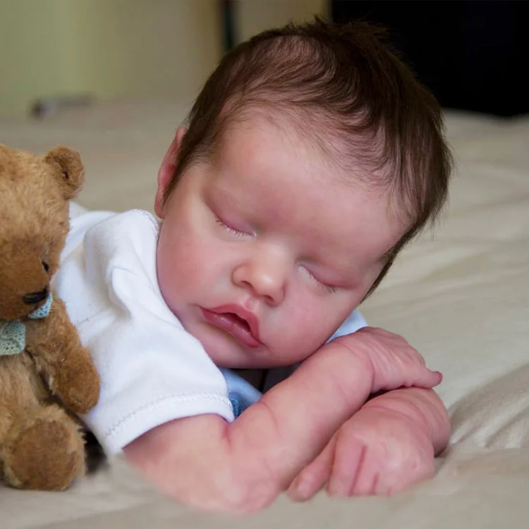  17'' Lifelike Sleeping Weighted Silicone Newborn Baby Boy Doll Louis - Reborndollsshop®-Reborndollsshop®