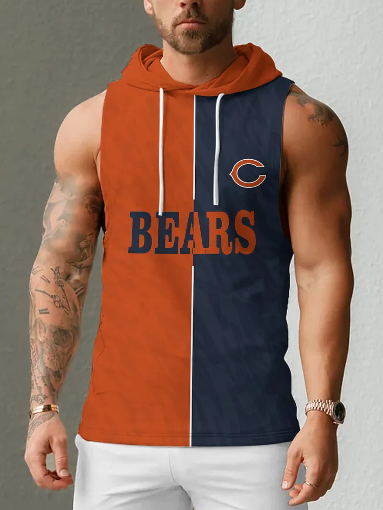 Chicago Bears Men's  Casual Comfy Sleeveless Hooded Tank Top