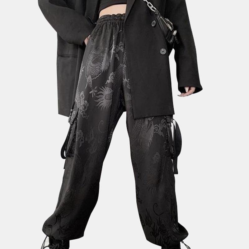Dragon Print Cargo Jogger Pants