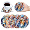 (US Local)[Upgrade]4Pcs Acrylic Special Shape Lion DIY Waterproof Diamond Painting Coaster