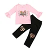 Baby Kid Girl Suit Valentine's Day Letter-printed Leopard Love 2 Pcs Sets
