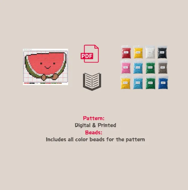 Watermelon Pixel Pattern Fuse Bead Kit 🍉 | Cute DIY Perler Beads Set