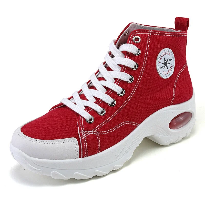 Women Platform Shoes Black Sneakers Canvas Solid High Top Vulcanized Shoes Fashion Large Size Lightweight Off White Canvas Shoes