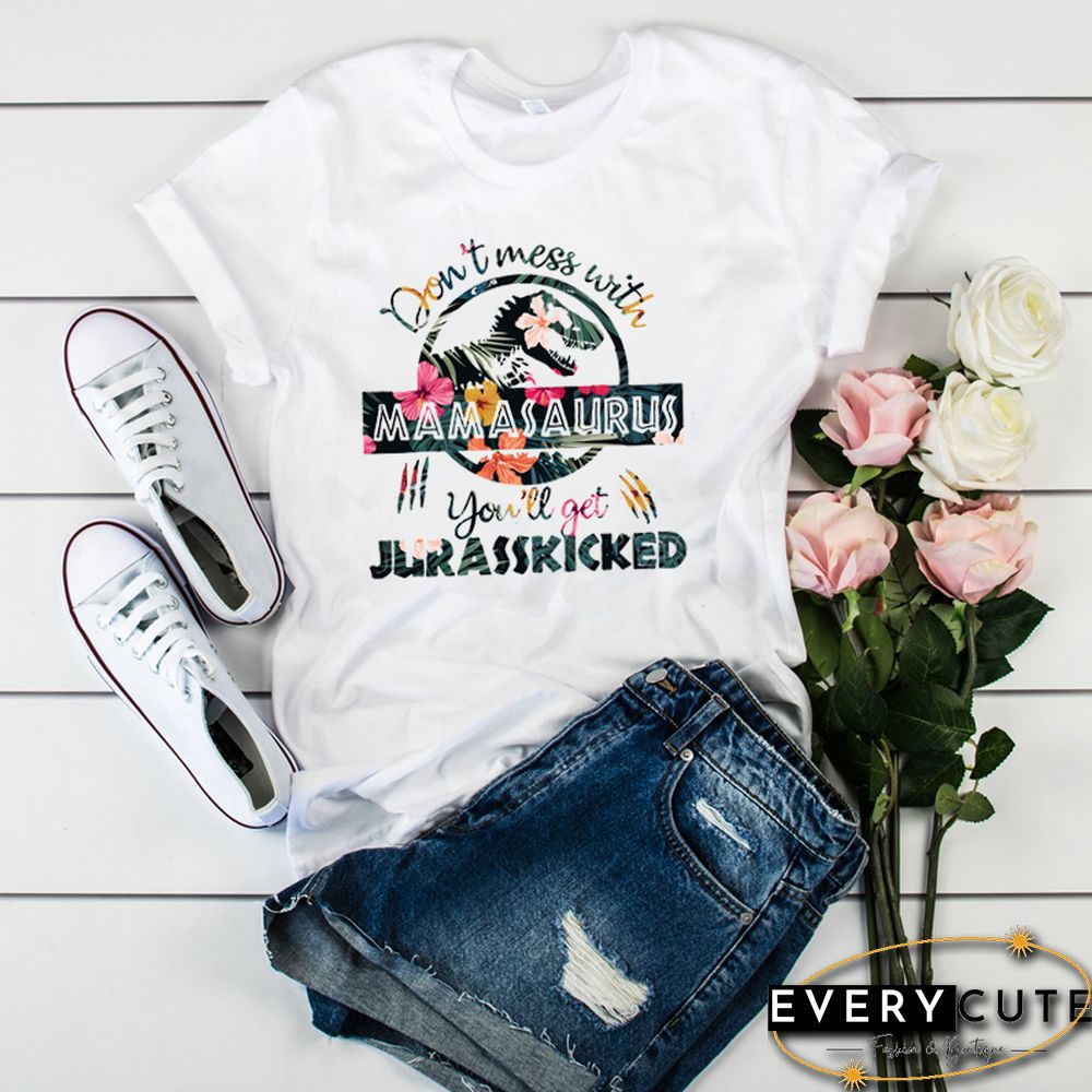 Women Mama Mom Dinosaur Print Mother Clothing Tees Tops Graphic Female Ladies Womens Lady T-Shirt Tumblr T Shirt T-Shirts