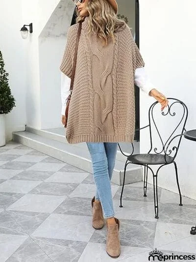 Cable-Knit Half Sleeve Turtleneck Sweater