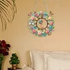 (US Only)2D Flat DIY Flower Butterfly Wreath 5D Diamond Hanging Clock Art Craft for Home