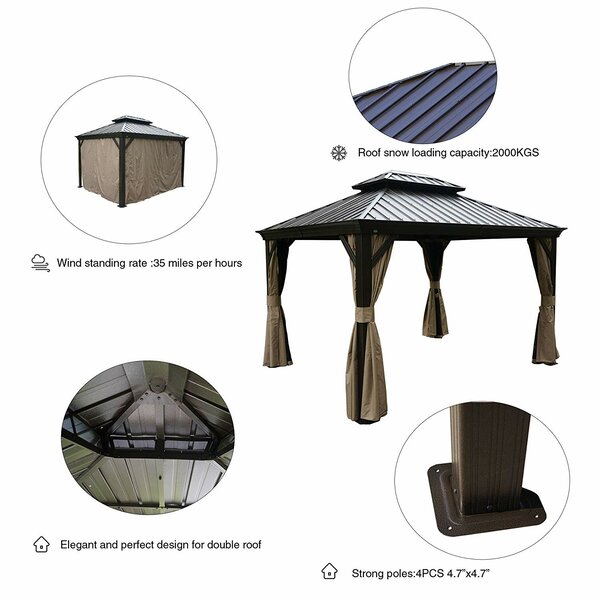 Dahlin 12 Ft. W x 10 Ft. D Aluminum Patio Gazebo