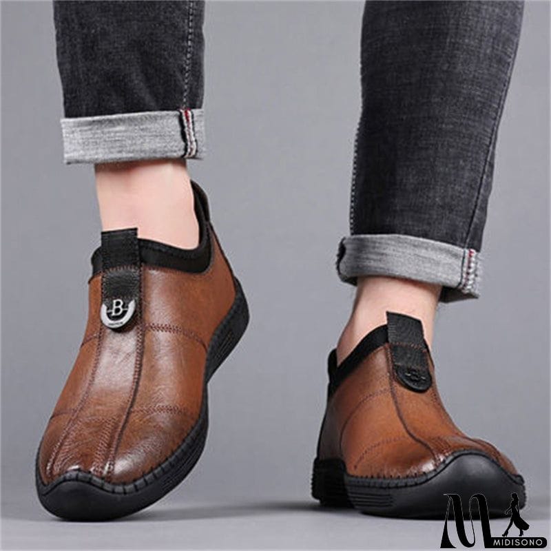 MidiSono - Men's Autumn Comfy Breathable Slip-on Business Genuine Leather Shoes